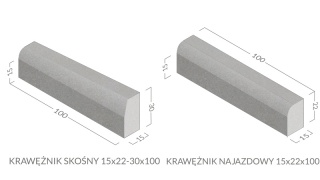 Krawężnik najazdowy 15x22x100